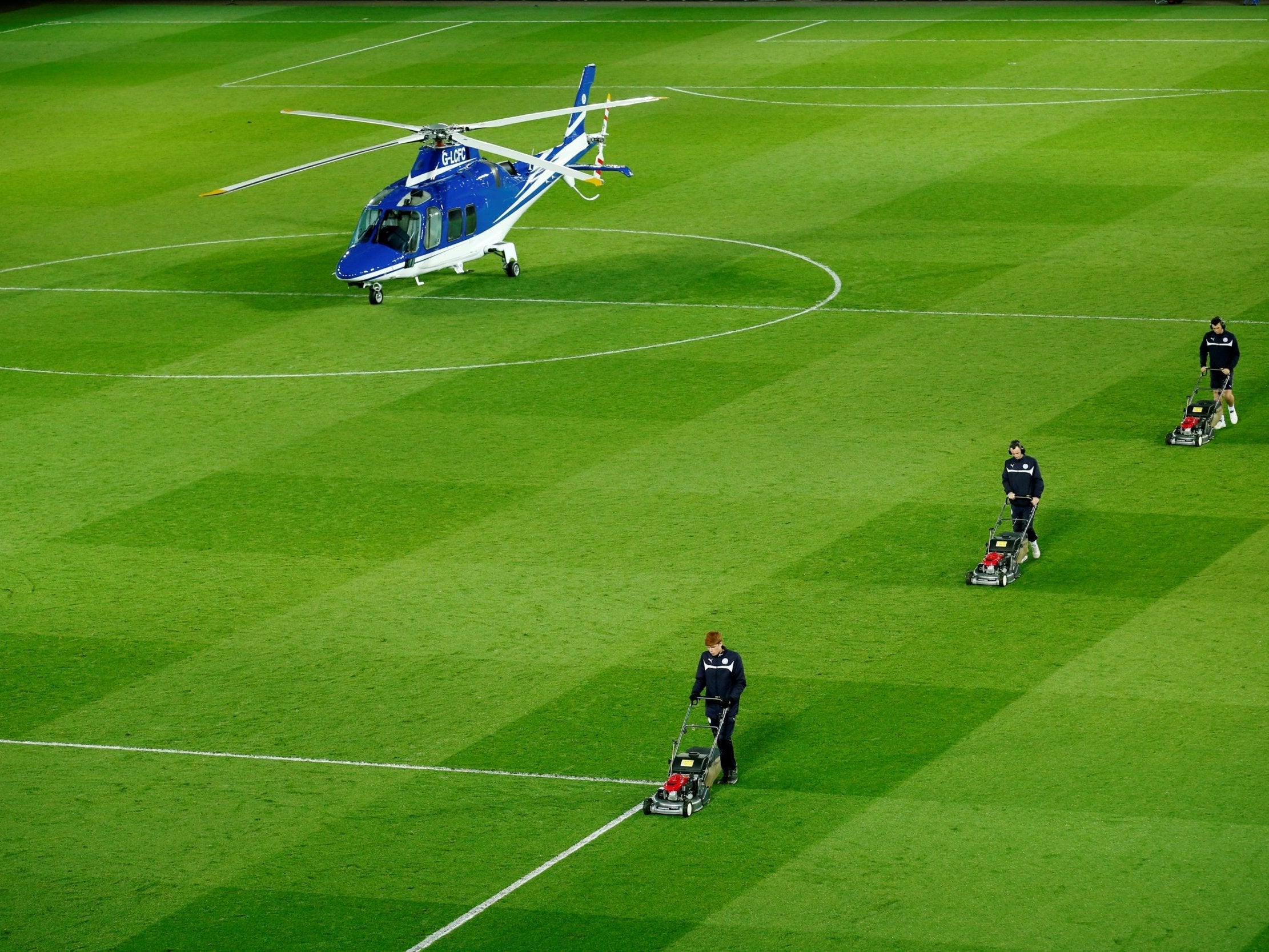 The helicopter is a familiar sight at the stadium