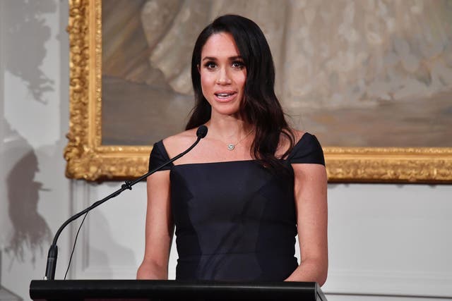 The Duchess of Sussex giving her speech at Government House in Wellington