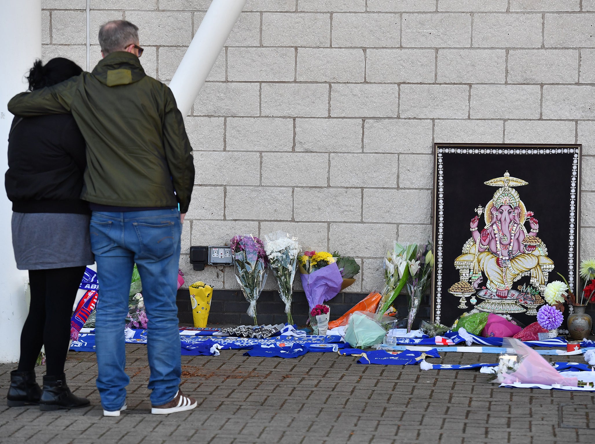 An image of the Hindu god Ganesh propped up outside the stadium