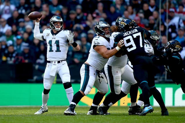 Carson Wentz led his team to victory at Wembley