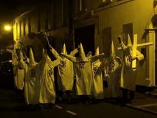 Gang in KKK costumes pictured outside Northern Ireland Islamic centre 