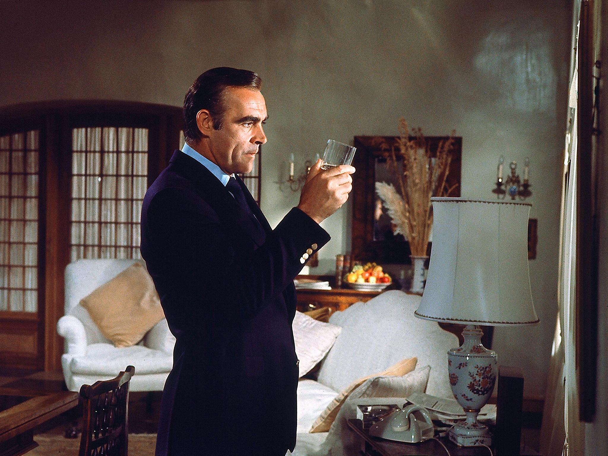 Sean Connery in 'Diamonds Are Forever' with an essential scotch