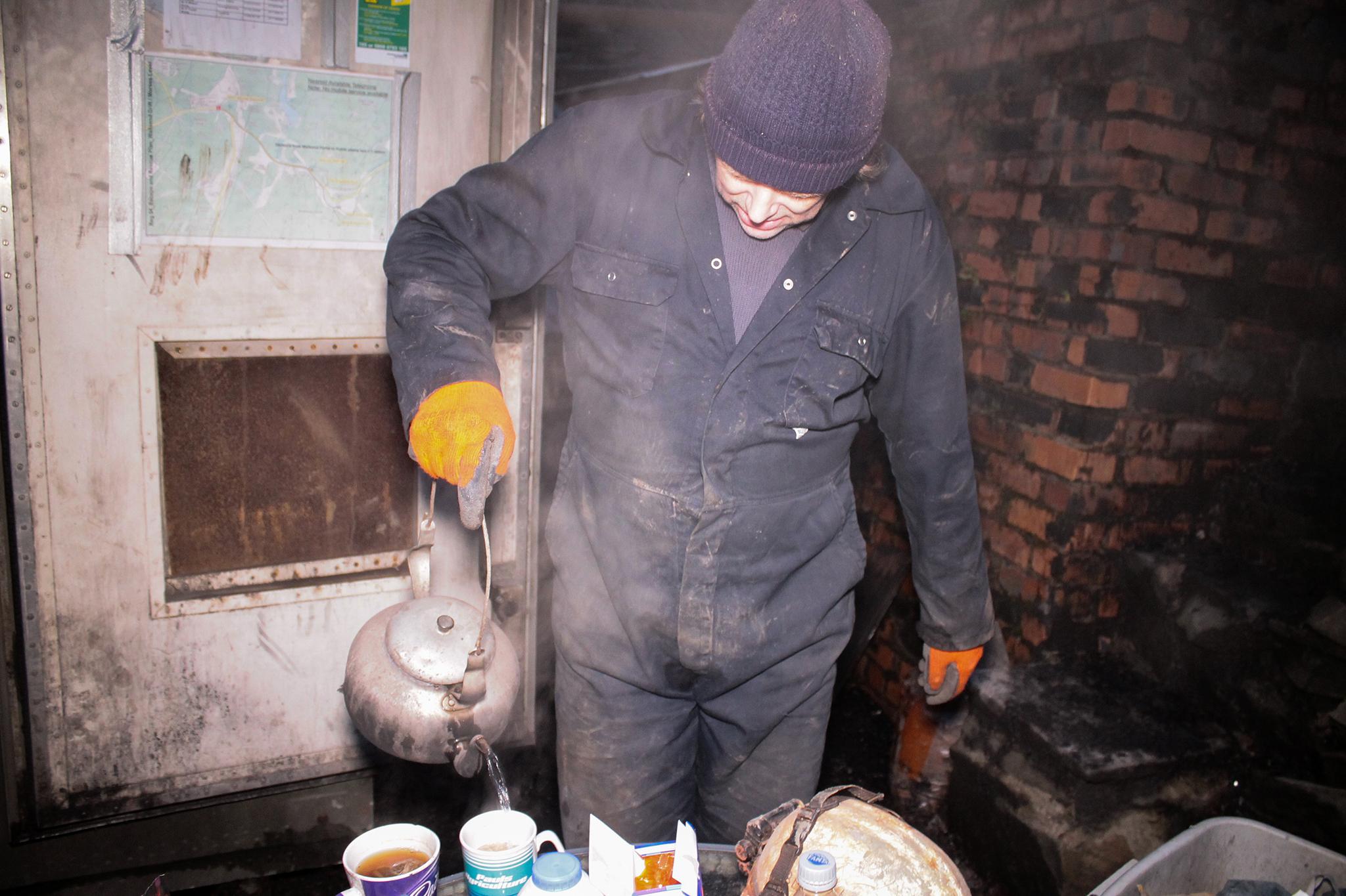 Tesco's finest: John adds hot water to the Assam tea