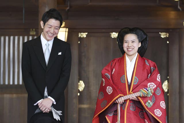 The 28-year-old princess married Kei Moriya, a 32-year-old employee of shipping company Nippon Yusen, at Tokyo's Meiji Shrine