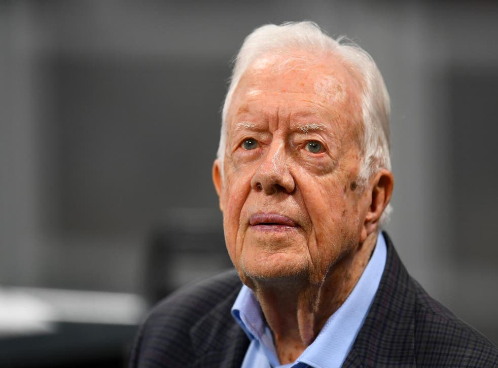 Former president Jimmy Carter asks Republican gubernatorial candidate Brian Kemp to resign as Georgia Secretary of State because it is the office in charge of state elections.