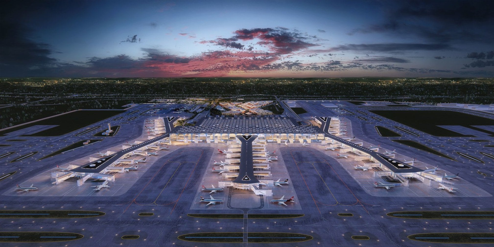 Artist's rendering shows Istanbul's new airport once it will be completed and fully operational. (IGA )