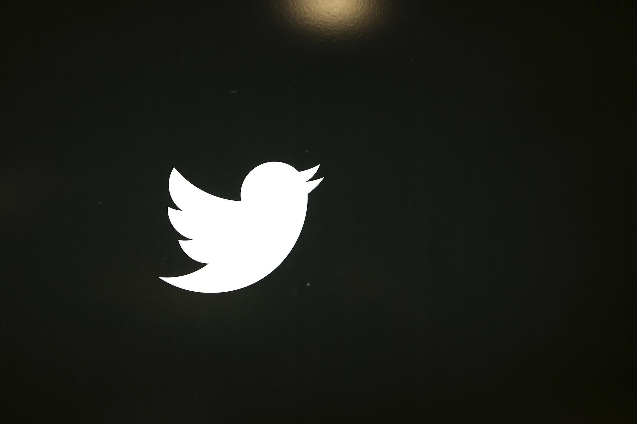 The Twitter logo is seen at the company's headquarters in San Francisco, California