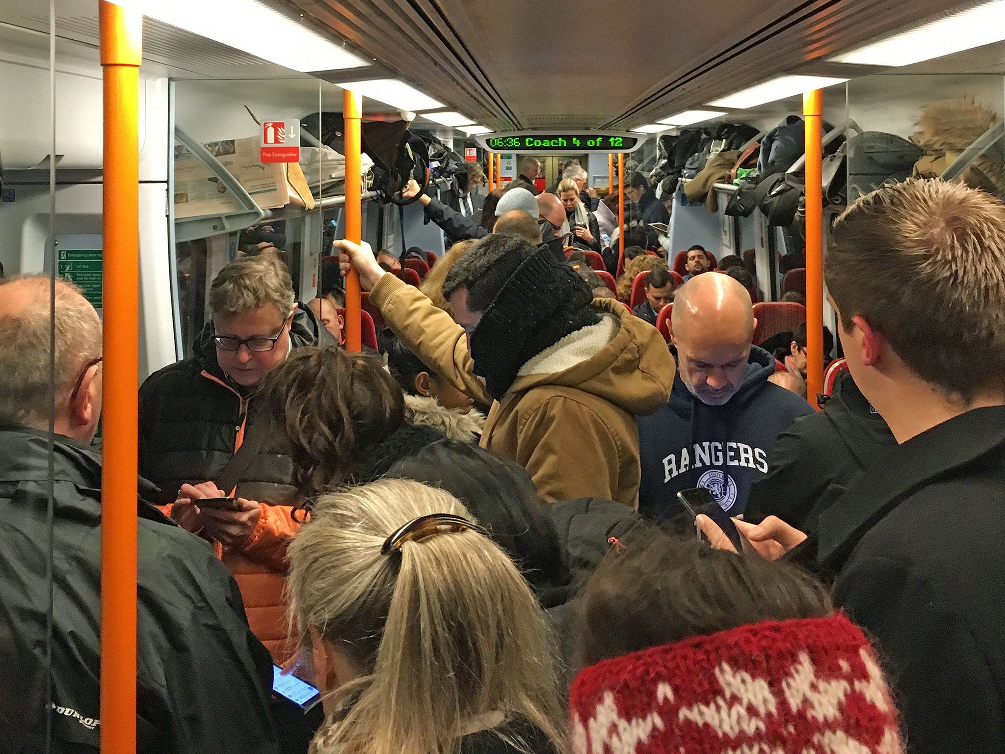 The capacity on Southwestern trains in rush hour is at a maximum