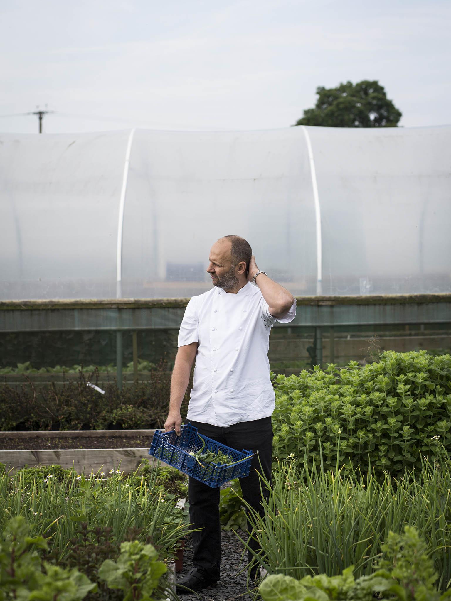 Simon Rogan on his farm, which supplies his restaurants