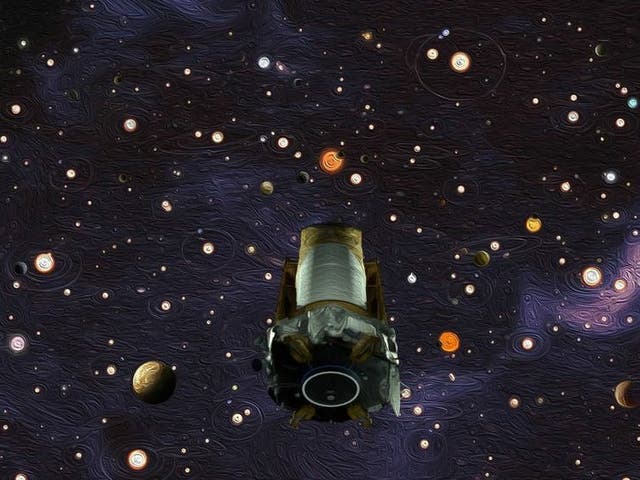 NASA illustration depicting exoplanet hunter, the Kepler space telescope