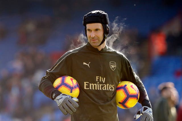 Arsenal's goalkeeper Petr Cech looks on