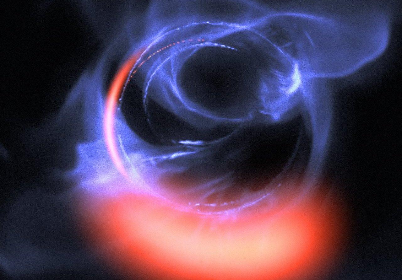 New observations by the European Southern Observatory show clumps of gas swirling on a circular orbit just outside a black hole