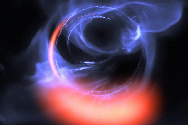 New observations by the European Southern Observatory show clumps of gas swirling on a circular orbit just outside a black hole