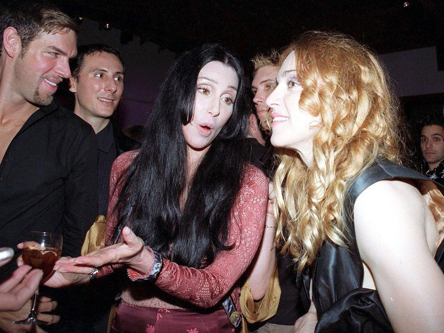 Cher and Madonna attend a 1998 Vanity Fair party in Los Angeles
