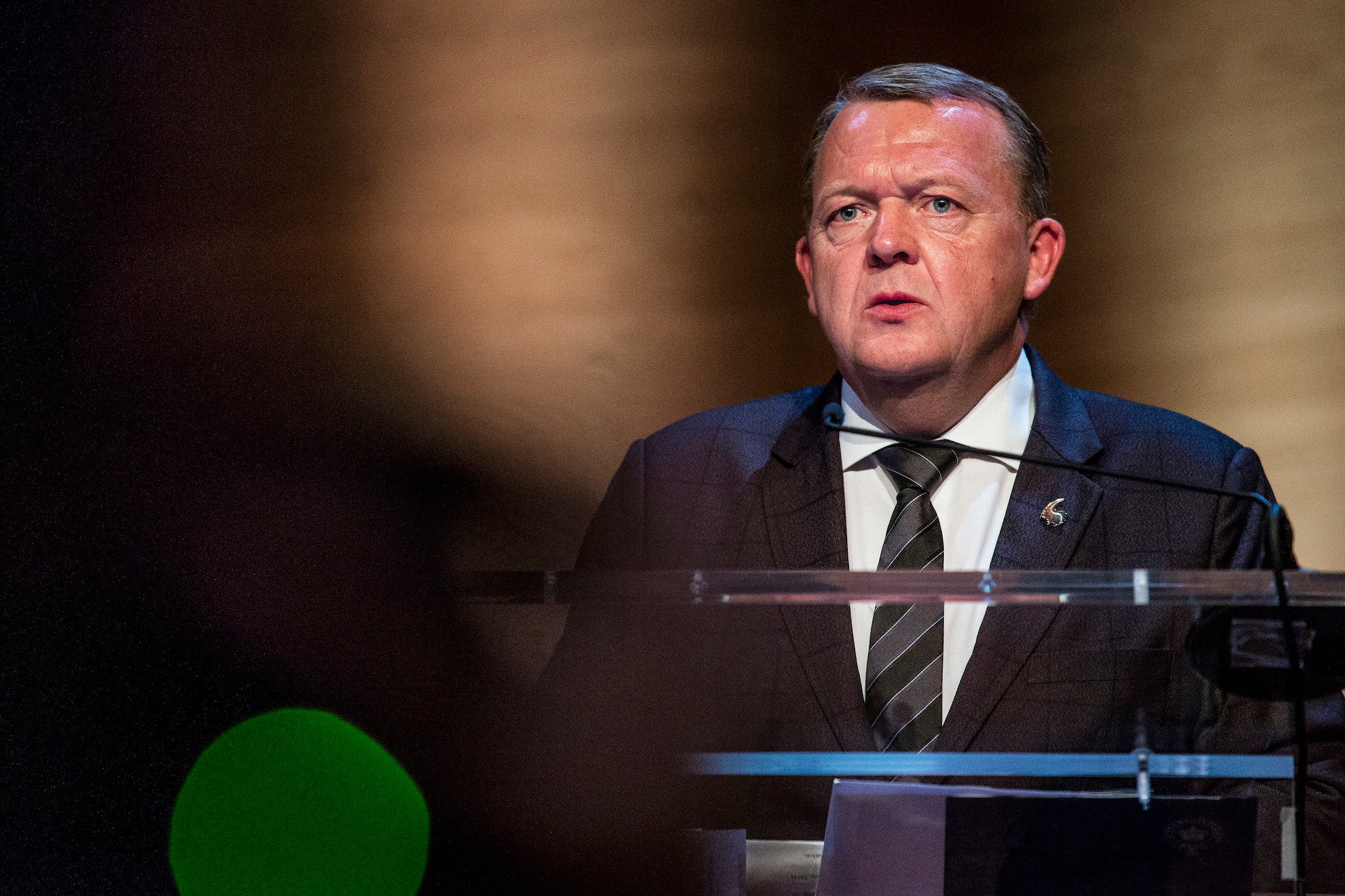 Prime Minister of Denmark Lars Loekke Rasmussen speaks during a press conference in Copenhagen, 20 October 2018