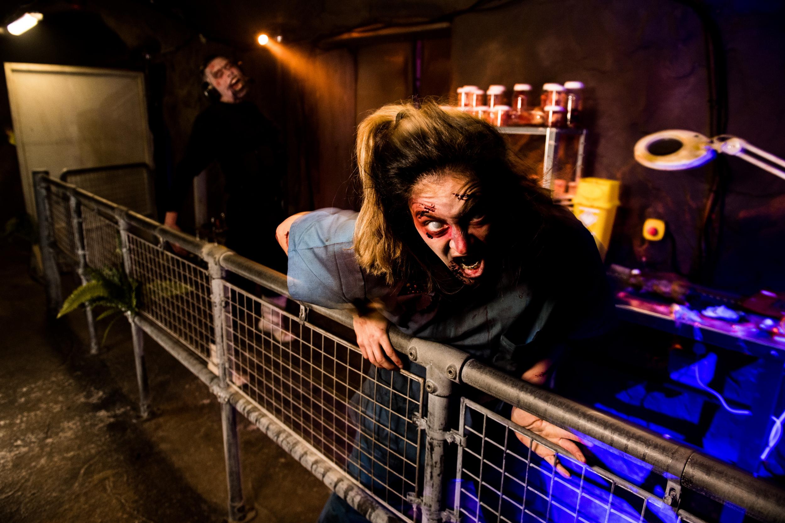 The park creates interactive scare mazes that visitors can explore