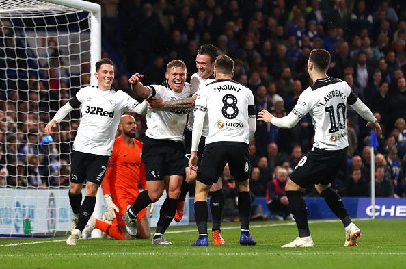 Derby equalised twice in the first 30 minutes at Stamford Bridge