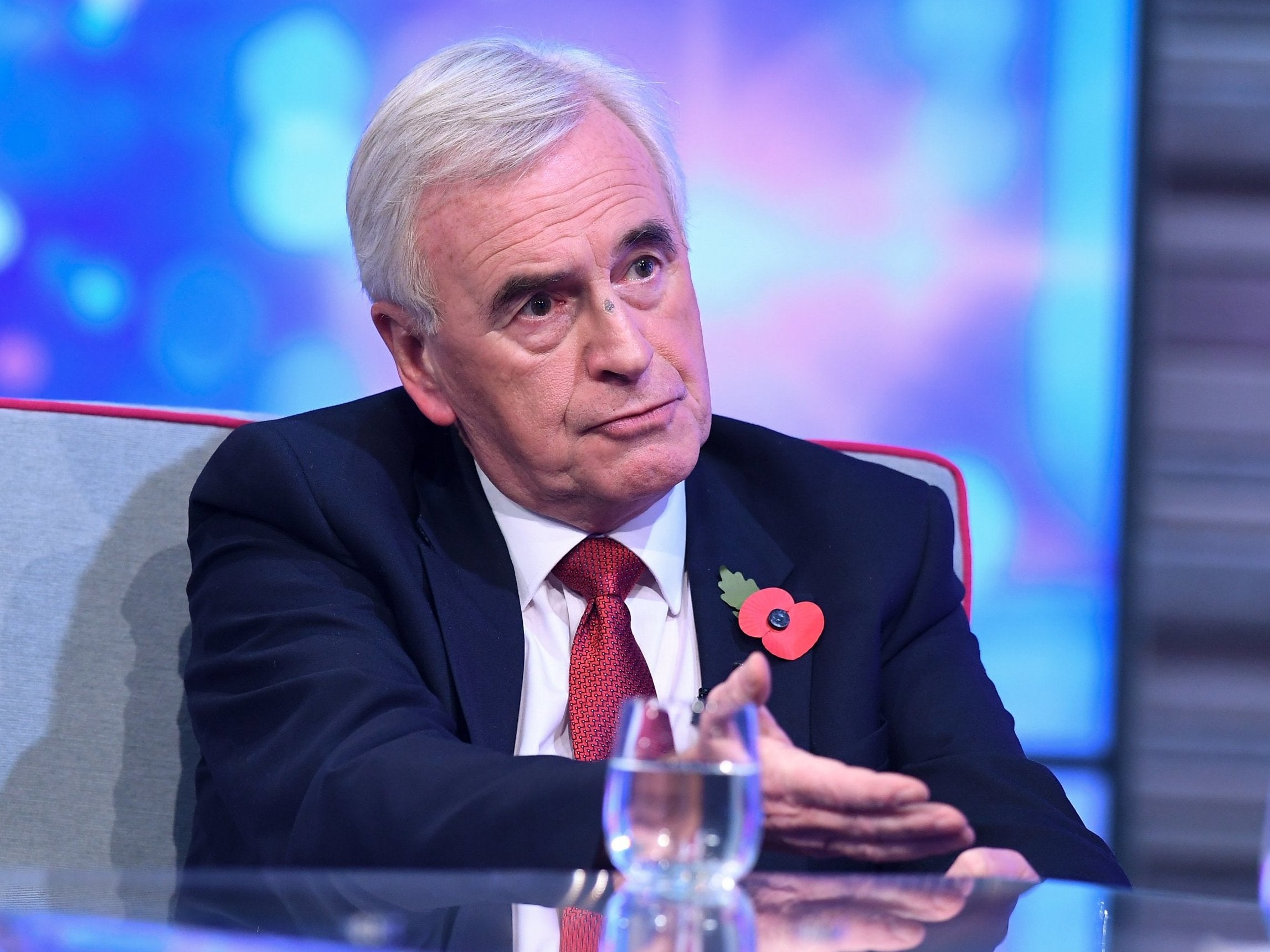 The shadow chancellor was speaking on ITV's Peston.