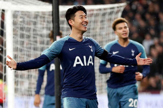 Tottenham Hotspur's Son Heung-Min celebrates after scoring his side's second goal