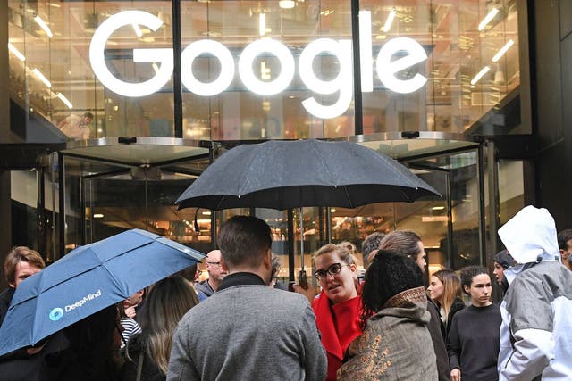 Google staff members staged a walkout at the company’s Granary Square offices in London