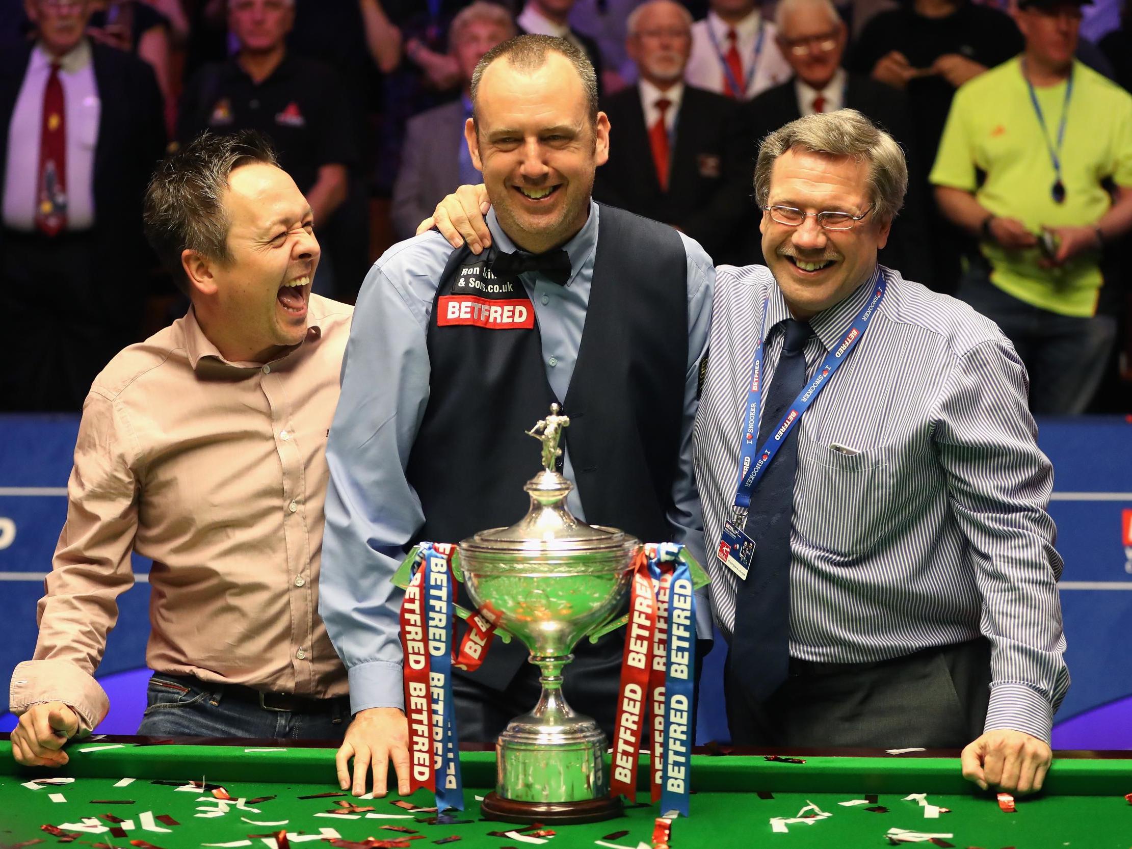 Feeney, right, with Mark Williams and the man who brought them together, Lee Walker (Getty)
