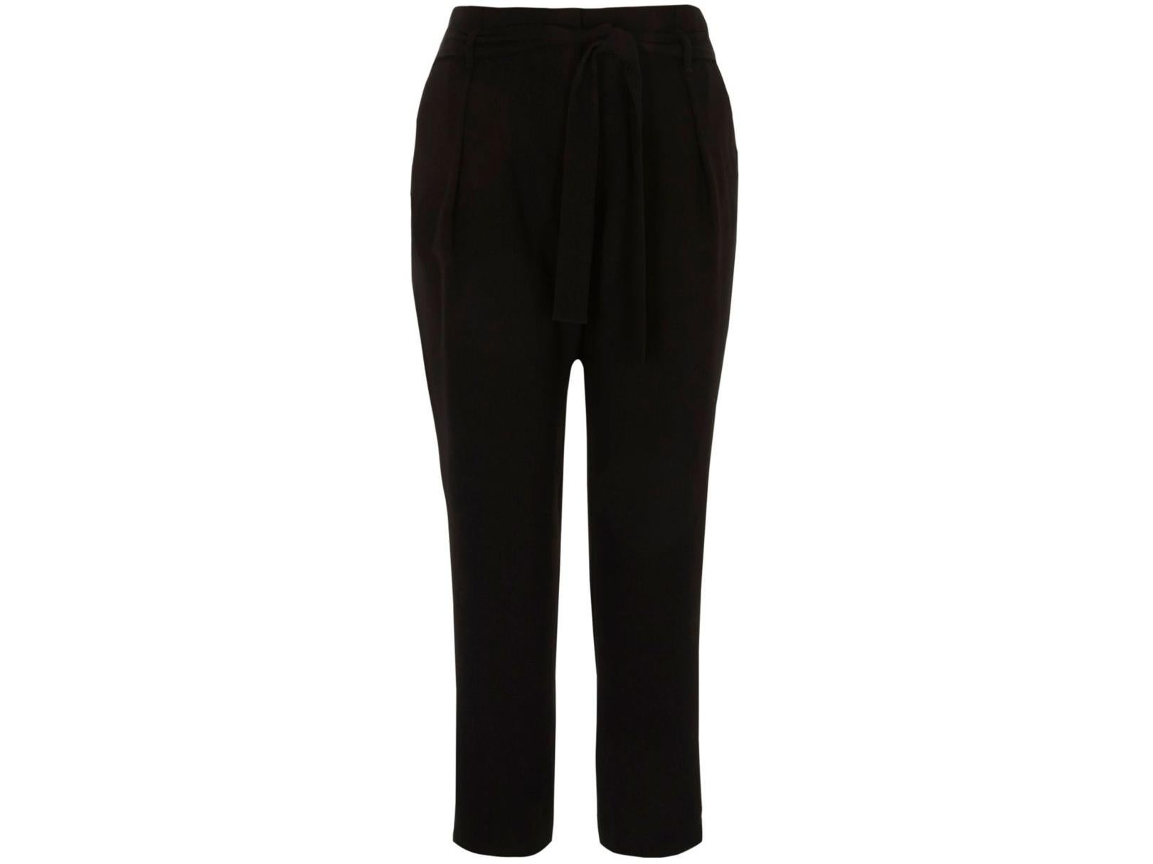 Black Tie Waist Tapered Trousers, £36, River Island