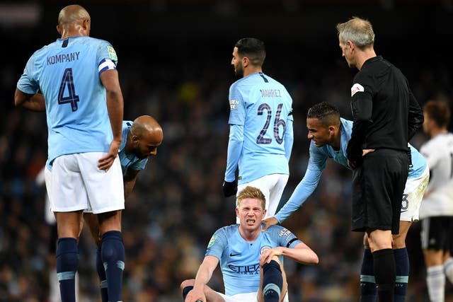Kevin de Bruyne was substituted late on with an injury