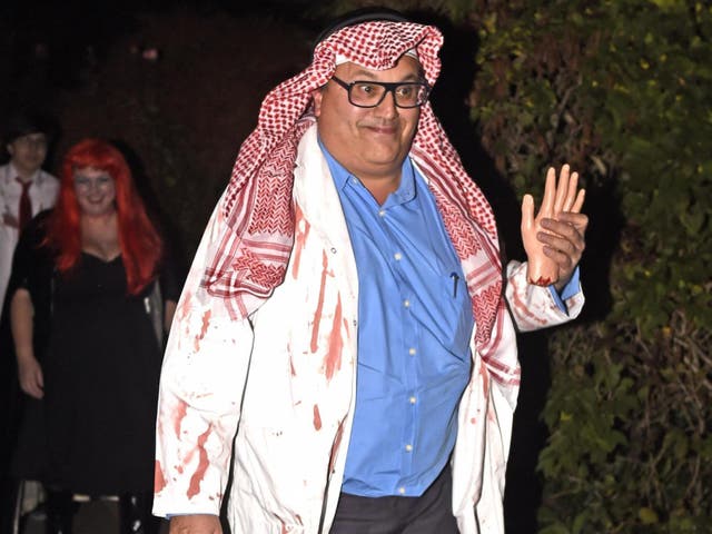 Asif Zubairy arrives at the Halloween party