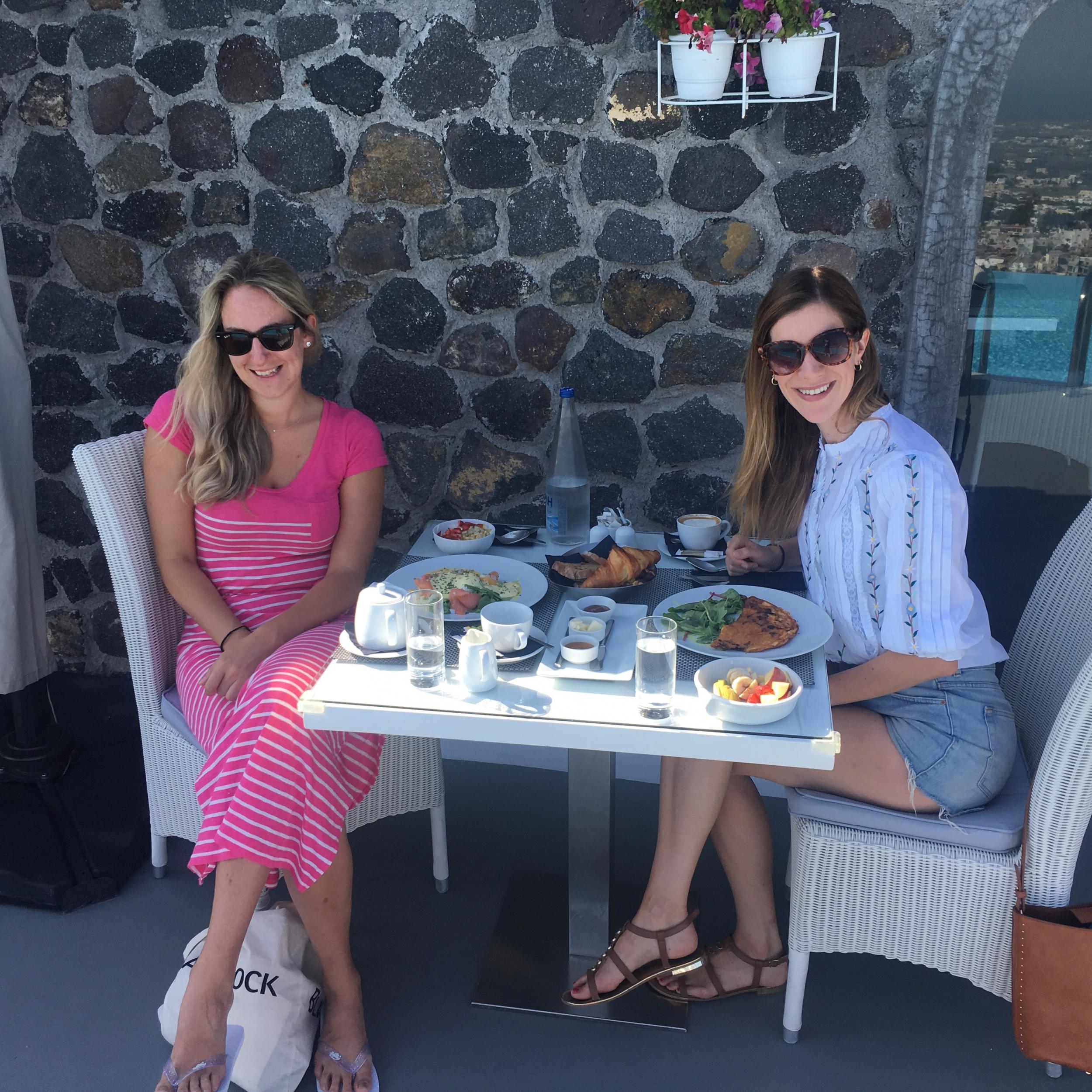 Having breakfast at Carpe Diem, Santorini