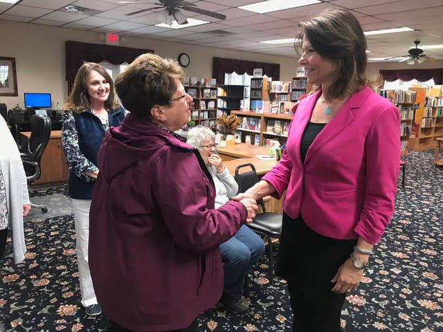 Cheri Bustos (right), the Democrats’ ‘heartland’ boss, says nothing is more important than listening to voters