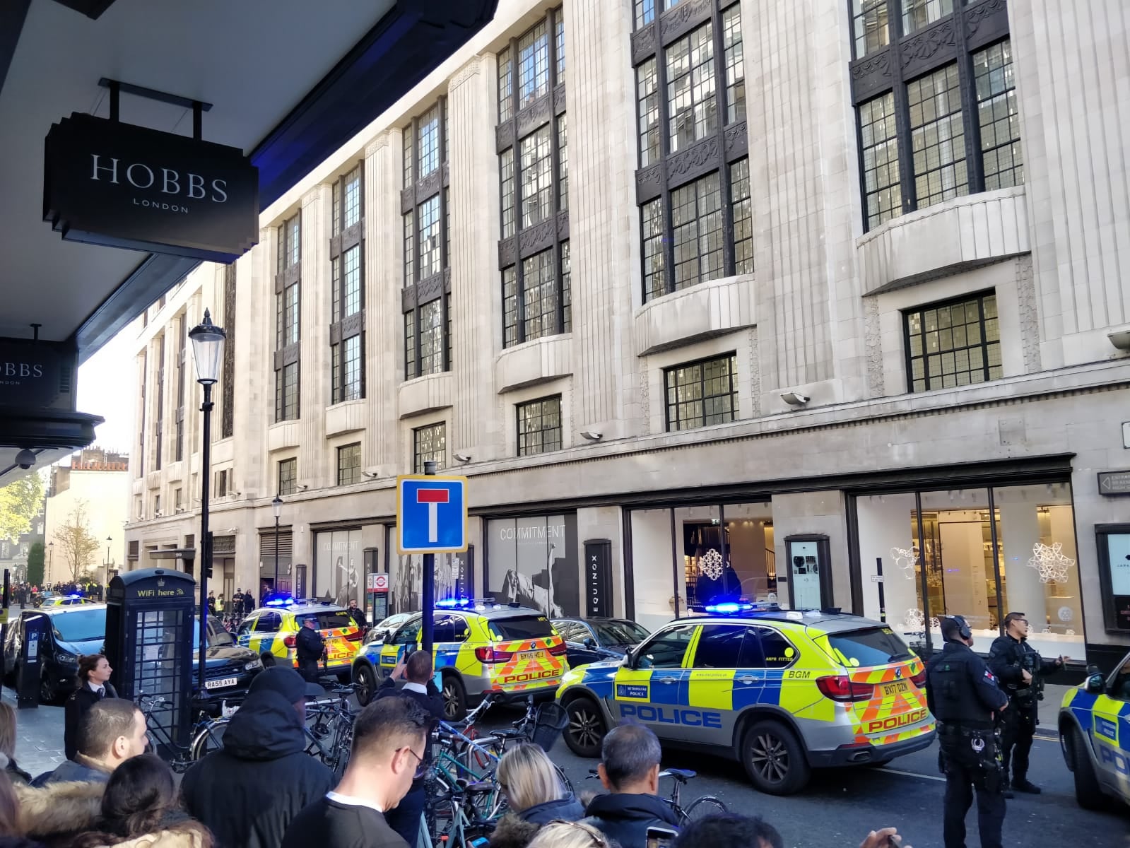 The scene outside Sony's offices on Friday morning
