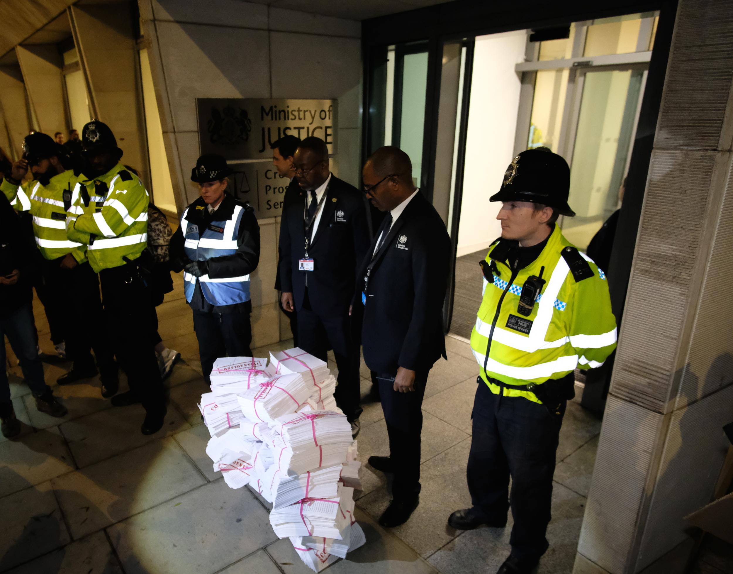 Protesters dumped documents representing rape victims’ phone data outside the CPS’s offices amid warnings the demands were hampering cases ( Sisters Uncut )