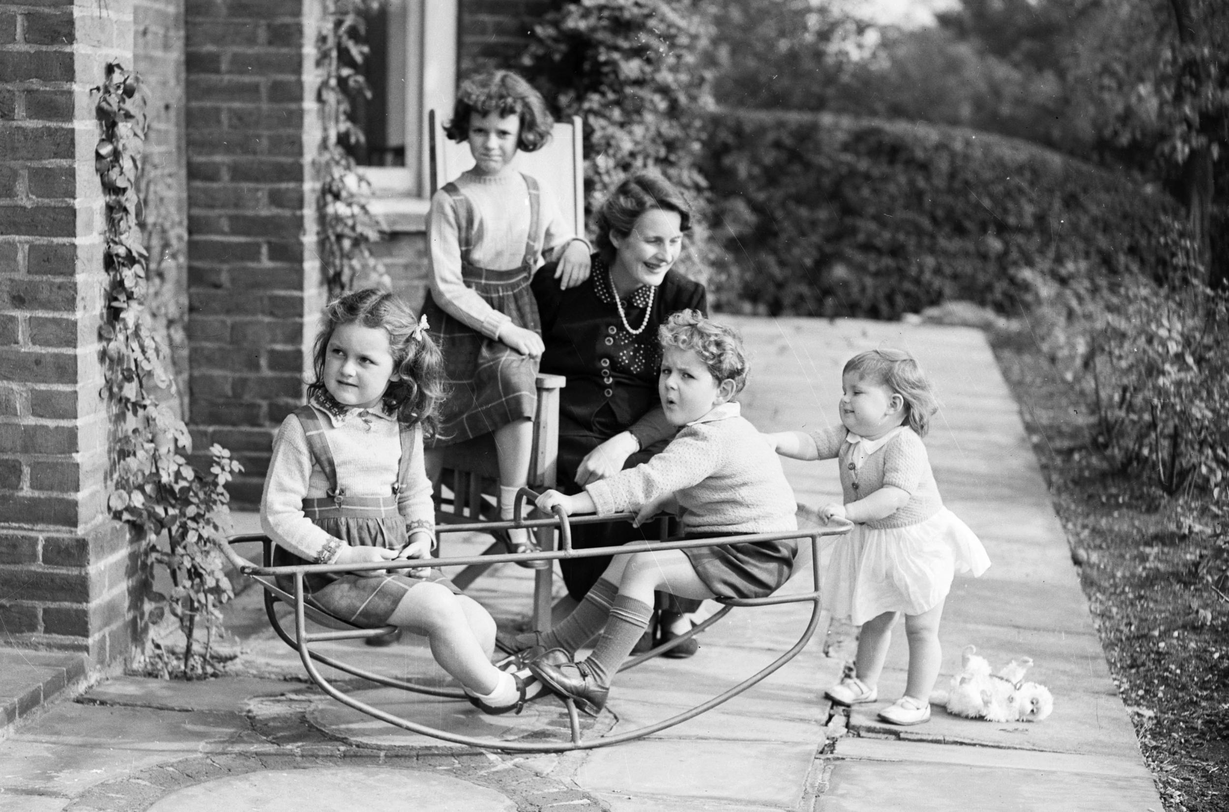 The author at home with four of her children in 1947