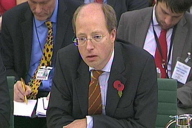 Then Department for Transport (DfT) permanent secretary Philip Rutnam answers questions at the House of Commons Transport Committee over the fiasco surrounding the West Coast rail franchise.