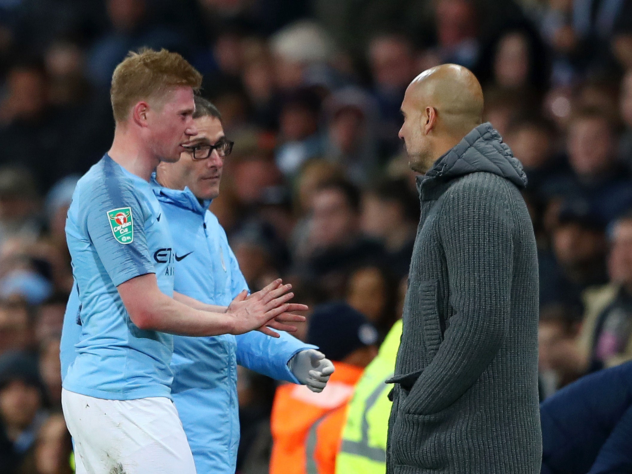 De Bruyne was brought off late on against Fulham