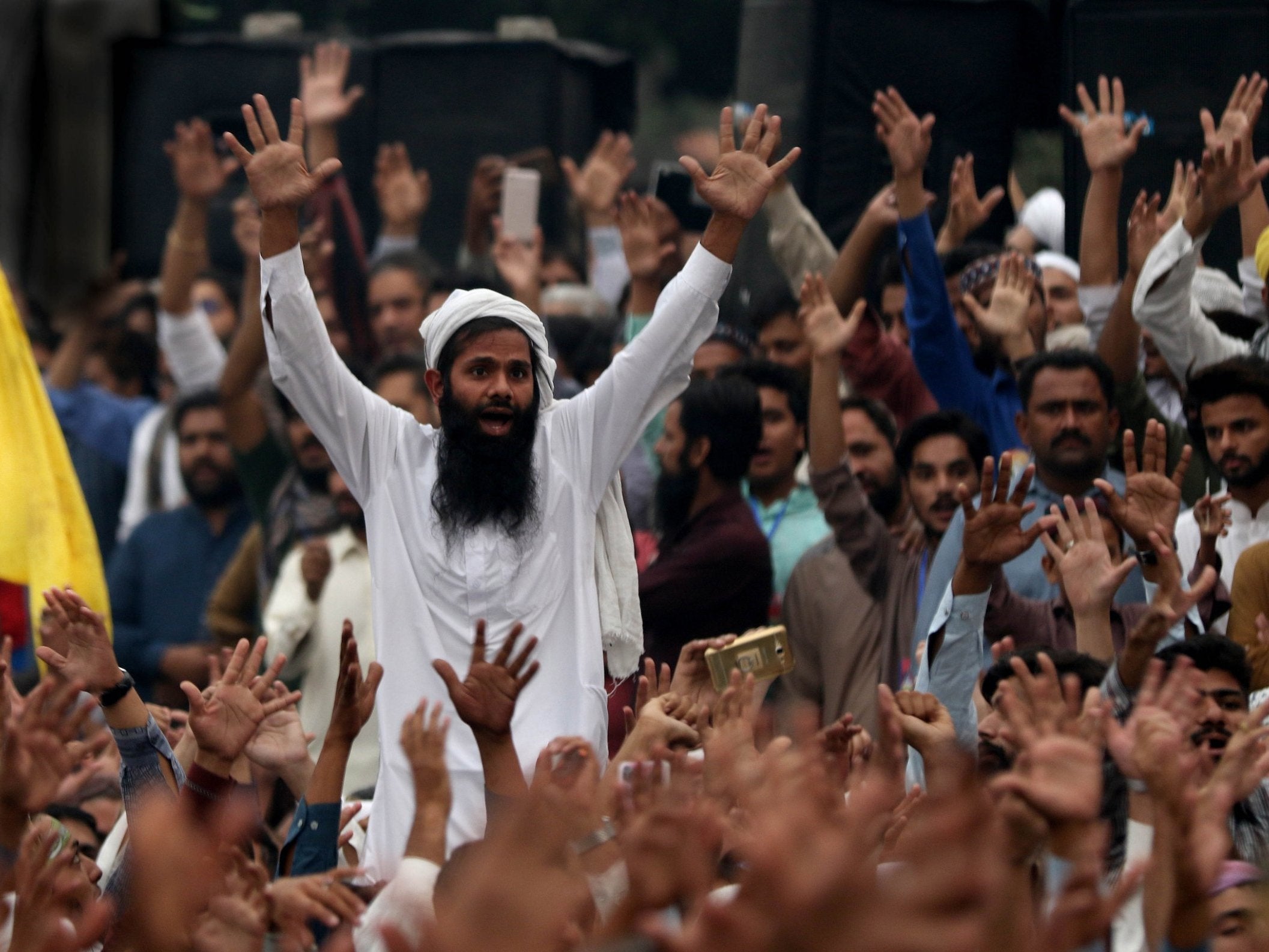 Supporters of far-right Islamist party?TLP party protest at the acquittal of Asia Bibi