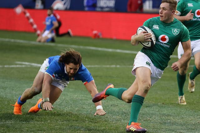 Jordan Larmour scored a wonder-try in Ireland's win over Italy in Chicago