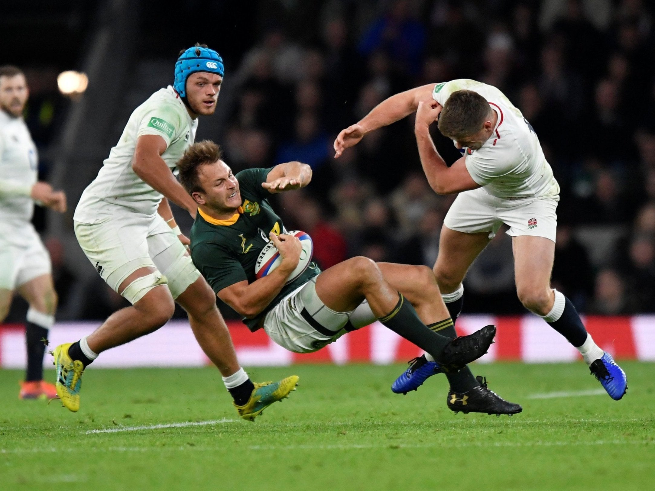 Owen Farrell's tackle on Andre Esterhuizen has caused widespread debate