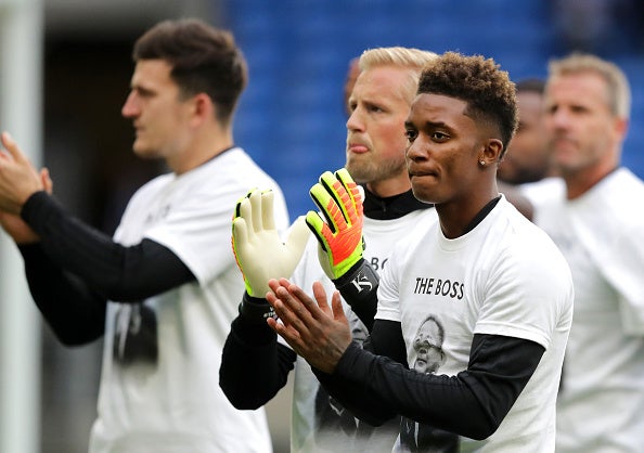 The Leicester players wore t-shirts honouring the late owner at Cardiff