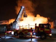 Gas explosions 'heard across Nottingham' after fire at cattle market