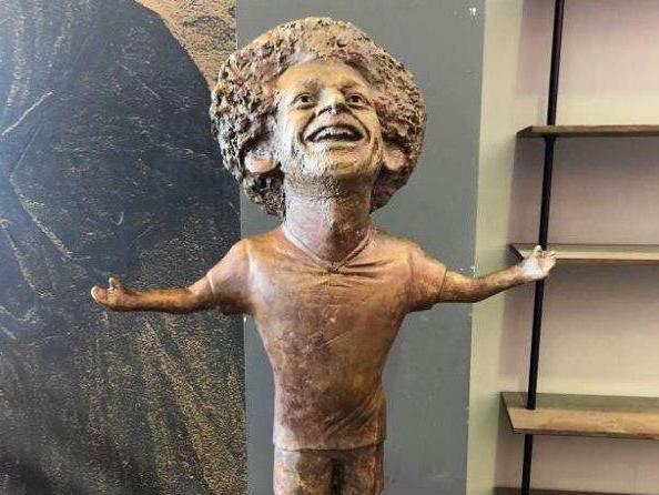 A statue of Mohamed Salah that has been unveiled at the World Youth Forum in Egypt