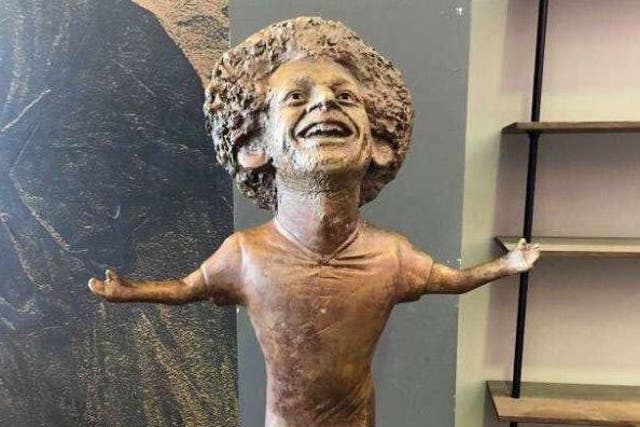 A statue of Mohamed Salah that has been unveiled at the World Youth Forum in Egypt