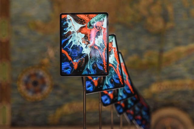 The new iPad Pro is put on display during an Apple launch event at One Hanson Place on October 30, 2018 in the Brooklyn borough of New York City