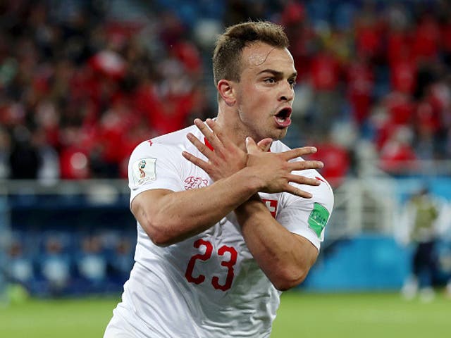 Shaqiri made the signal of the Albanian eagle after scoring against Serbia at the World Cup