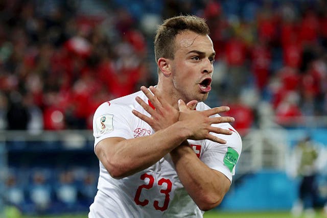 Shaqiri made the signal of the Albanian eagle after scoring against Serbia at the World Cup