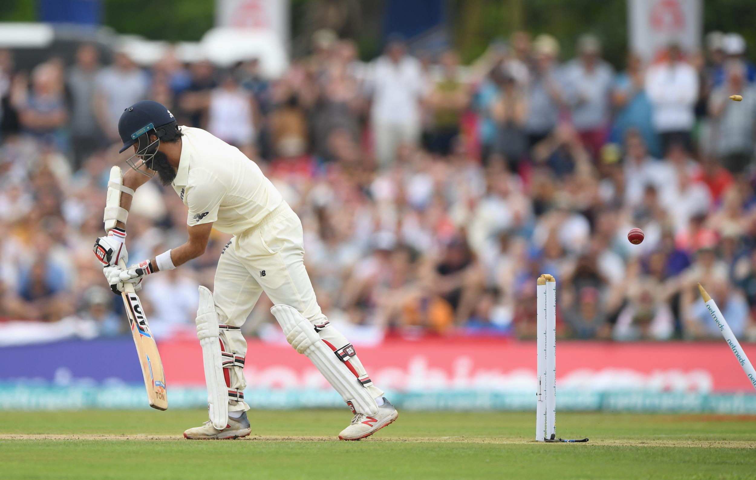 Moeen Ali was bowled first ball as England struggled in the first session