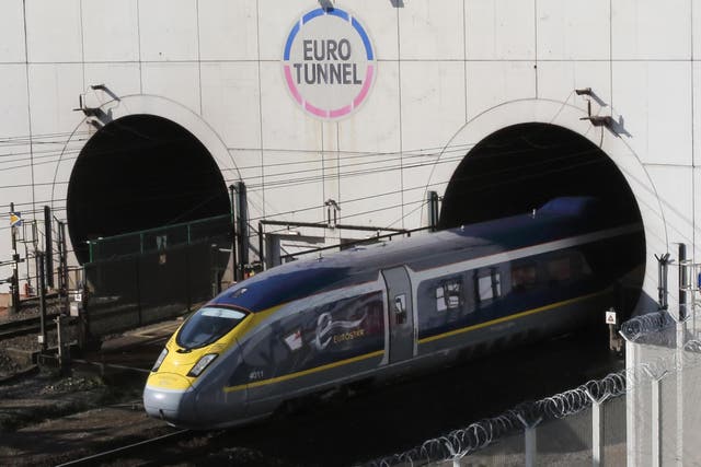 A Eurostar high-speed train travelling through the Channel Tunnel