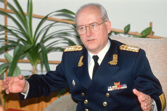 Hoffmann in 1991. During his brief tenure he abolished the grandiose parades that had been a regular feature of East German military life