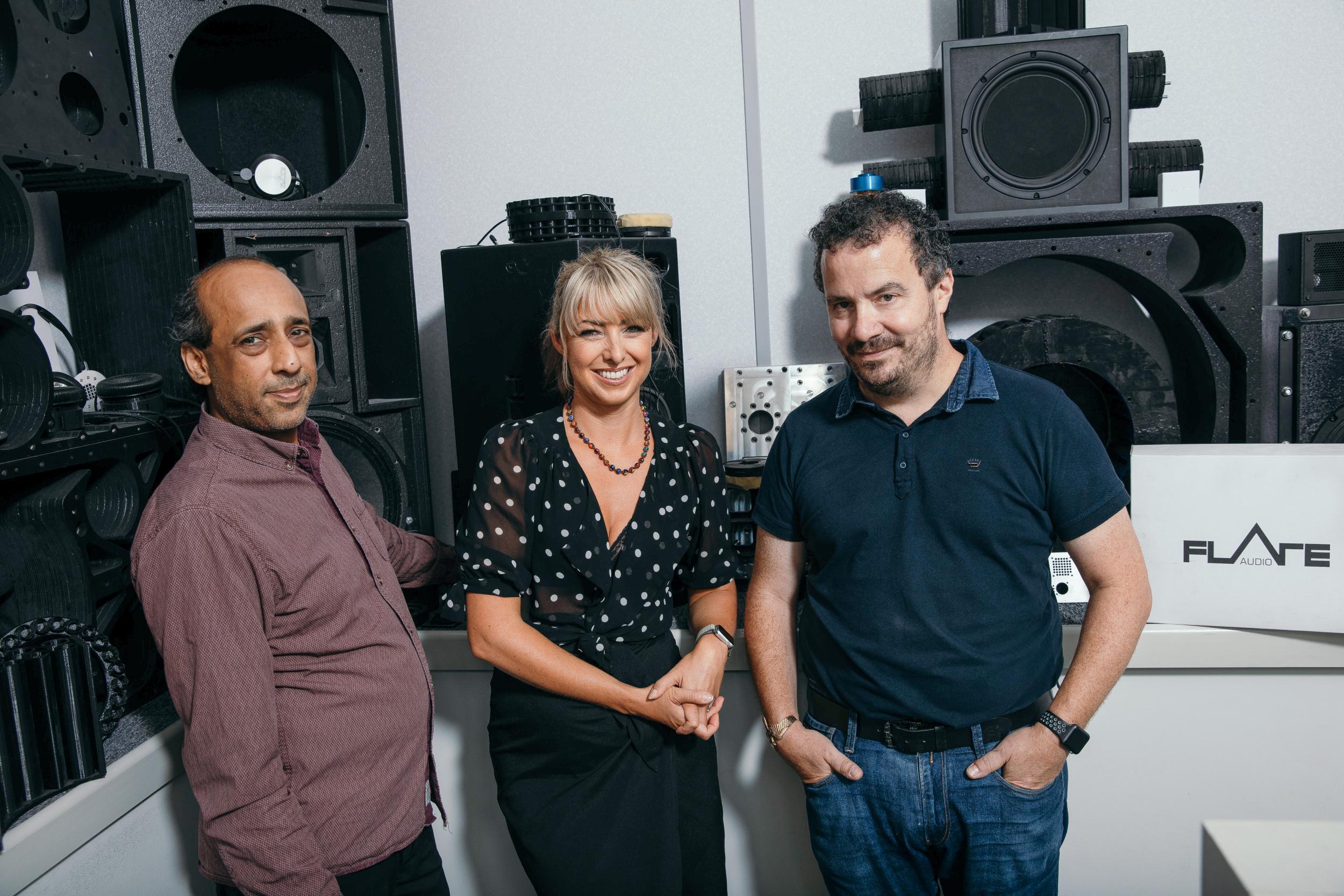CEO Davies Roberts, right, says that Facebook is a big part of Flare Audio’s success