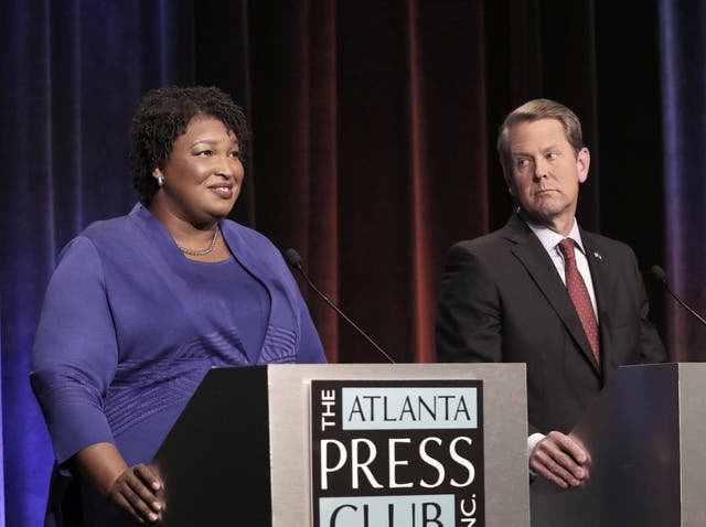 A voter group files an emergency lawsuit against Georgia gubernatorial candidate Republican Brian Kemp to bar him from presiding over his own race against Democrat Stacey Abrams